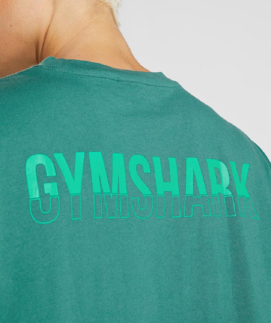 T Shirts Damskie Gymshark Fraction Oversized Zielone | PL 3018UZG